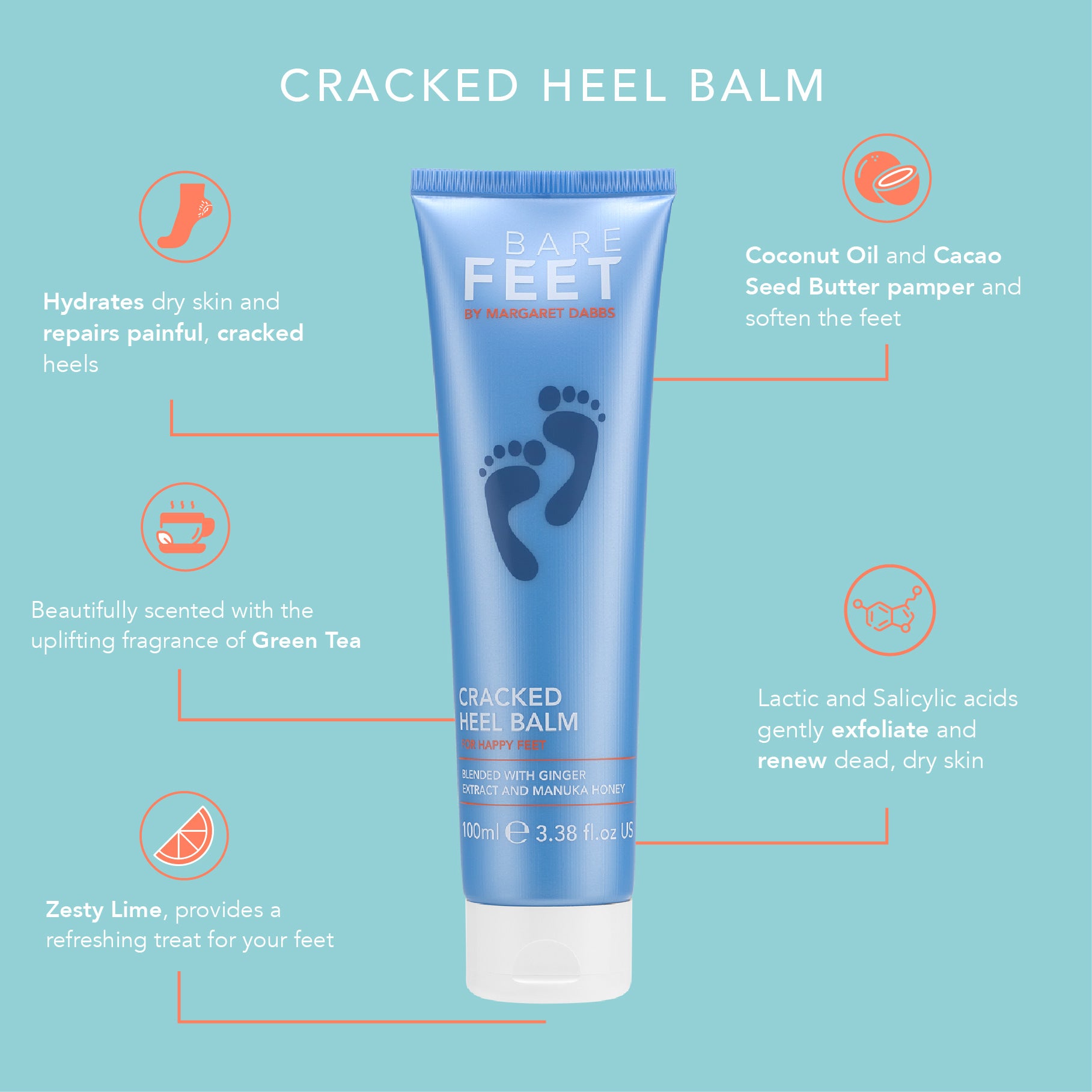 Cracked Heel Cream Nourishing Cracked Heel Balm by Bare Feet 100ml